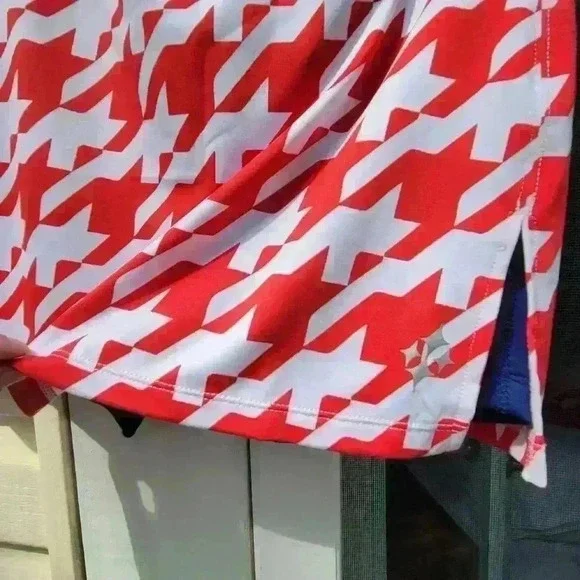 JoFit Skirt in Red White Houndstooth Small Blue Undershorts Houndstooth Pattern - Picture 9 of 10